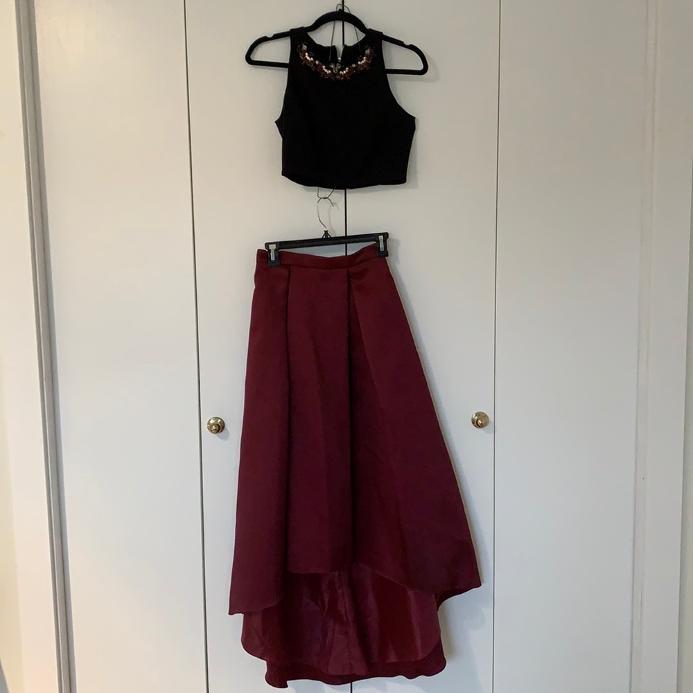 Dressy two piece black and wine set